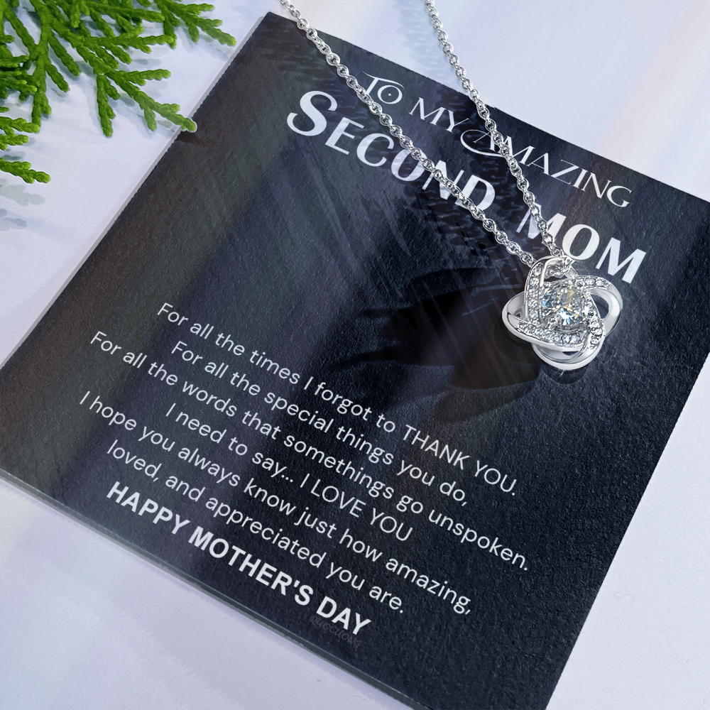 To My Amazing Second Mom Necklace From Daughter, Jewelry Gift For Women, Mother Happy Mother's Day Knot Pendant Gift For New Mom, Mother's Day Necklace Gift For her, Mother And Daughter Necklaces