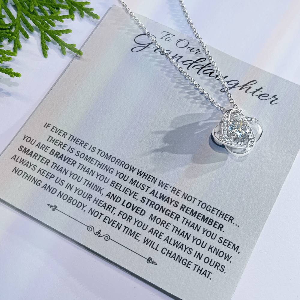 To Our Granddaughter Necklace From Grandma And Grandpa, Love Knot necklace For Granddaughter, Always Remember Necklace For Granddaughter, Our Granddaughter Jewelry Gift For Girls, Littler Girl