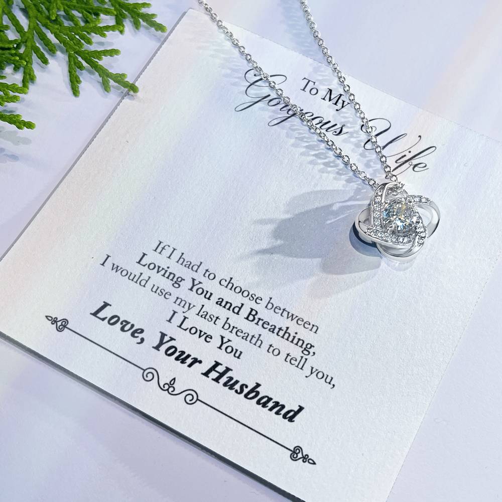 Gorgeous Wife Necklace, To My Gorgeous Wife Necklace From Husband Wife Love Knot Necklace Jewelry Gift For Women Badass Wife Gift Necklace Gorgeous Wife Gift Necklace Soulmate Gift Love Knot Pendant