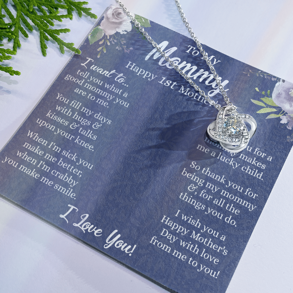 1st Mother's Day Necklace Gift, To My Mommy Love Knot Necklace From Daughter, Necklace Gift For Mom, Happy Mother's Day Necklace, Birthday Necklace For Mom Anniversary Jewlry Gift For Women