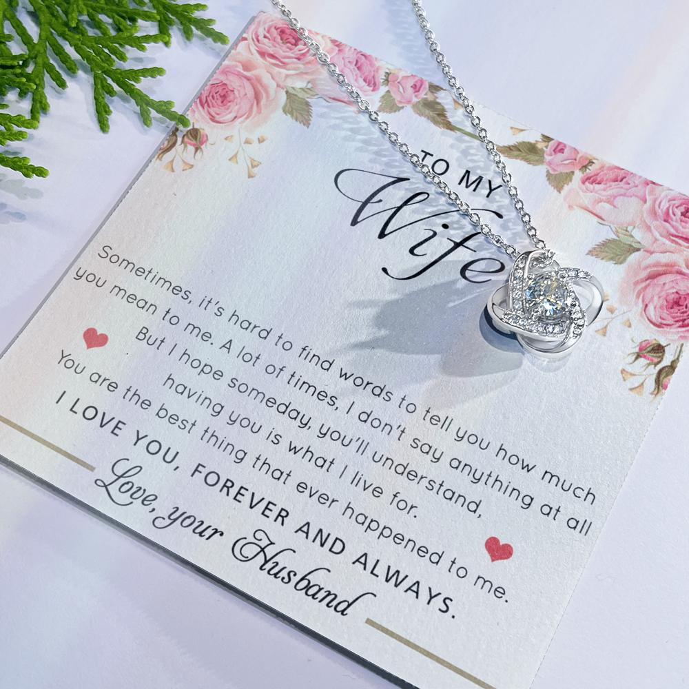 Gift Necklace For Wife, To My Wife Love Knot Necklace From Husband, Valentines Day Necklace Gift For Wife, Soulmate Gift Necklace Personalized Gift Jewelry Custom Romantic Gift Necklace For Wife