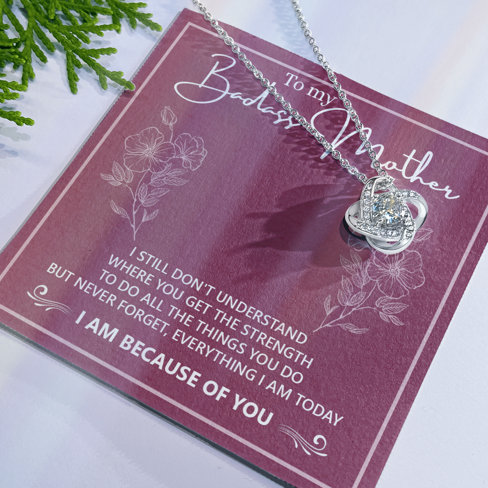 Badass Mother Necklace, To My Badass Mother Love Knot Necklace, Badass Mom Gift Necklace, Badass Mother Necklace Gift From Daughter, Mother's Day Necklace Gift For Mom, Jewelry Gift For Women Badass