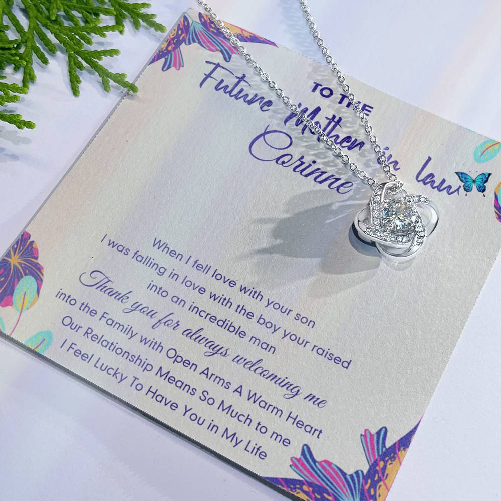 Future Mother In Law Gift Necklace, To The Future Mother In Law Necklace From Daughter In Law, Personalized Necklace Gift For Mom, Happy Mother's Day Necklace Gift, Jewelry Gift For Mother In Law Love Knot Necklace 6323