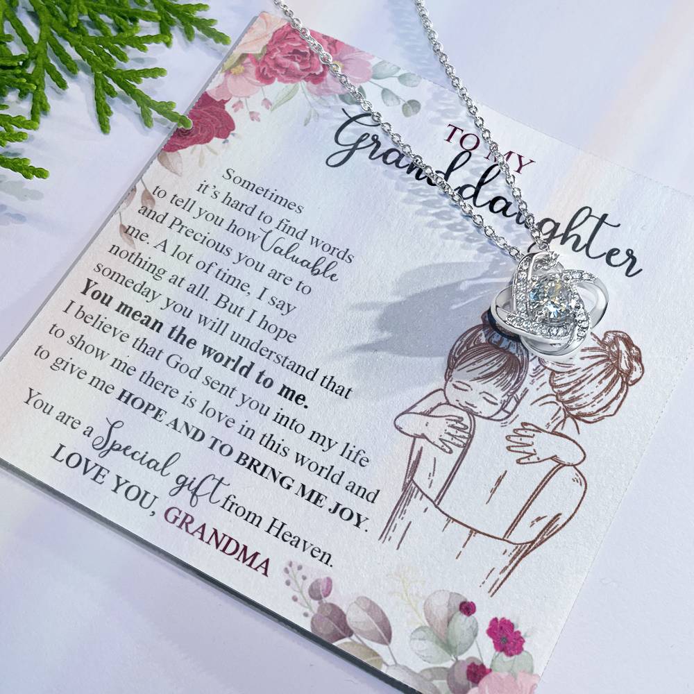 Granddaughter And Grandma Necklace, Jewelry Gift Necklace For Granddauhter - To My Granddaughter Necklace From Grandma, Love Knot Necklace For Granddaughter, Special Necklace From Heaven Necklace