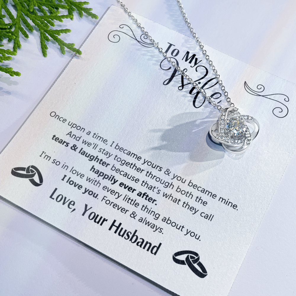 To My Wife Necklace Gift From Husband, Love Your Husband Love Knot Necklace Gift For Wife Soulmate Gift Necklace Girlfriend Husband To Wife Love Knot Pendant Jewelry Gift For Women, Woman Necklace