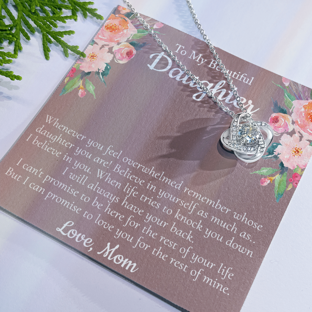 To My Beautiful Daughter Necklace From Mom With Thoughtful Card Box Gift, Necklace for Daughter from Mom Gifts Jewelry for Girls, Her Little Girl Necklace,  Mother To Daughter Gift Necklace