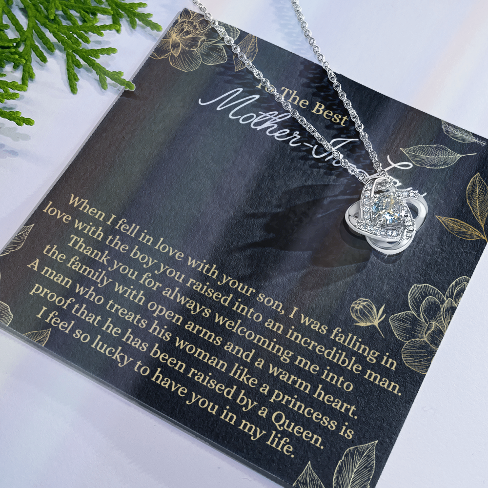 Mother In Law Gift Necklace, To The Best Mother In Law Love Knot Necklace From Daughter In Law, Jewelry Gift for Women, Mother In Law, Bonus Mom Gift Necklace, Mother-In-Law Gift Love Knot Pendant