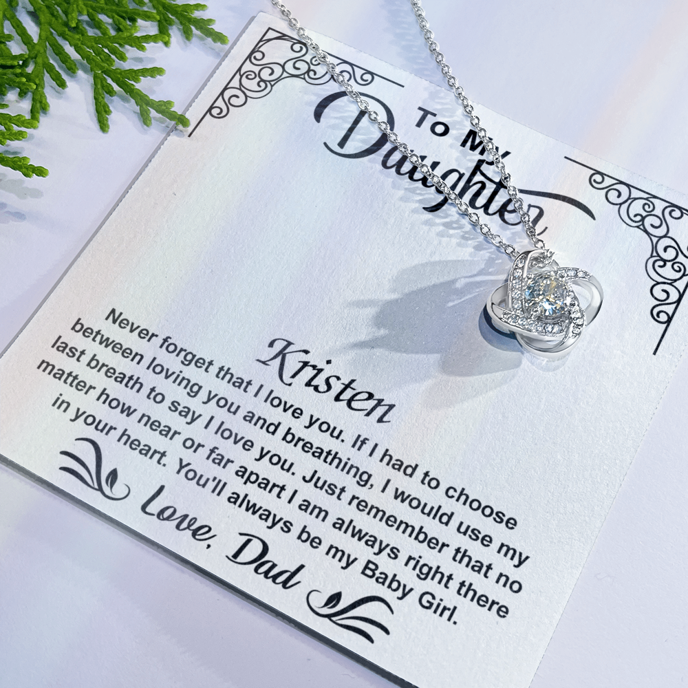 To My Daughter Love Knot Necklace with Luxury Box Gift From Dad, To My Daughter Lion Dad And Daughter - Father Daughter Gifts Ideas Love, Pendant Necklaces On Birthday, Christmas