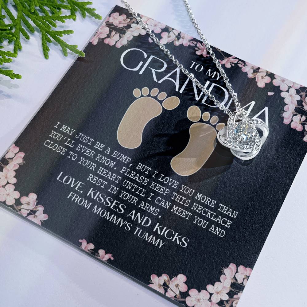Jewelry Gift for Women, Grandma - To My Grandma Love Knot Necklace From Mommy's Tummy, Grandma And Granddaughter Gift Necklace, This Necklace Close To Your Heart Pendant, My Grandma Gift Necklace