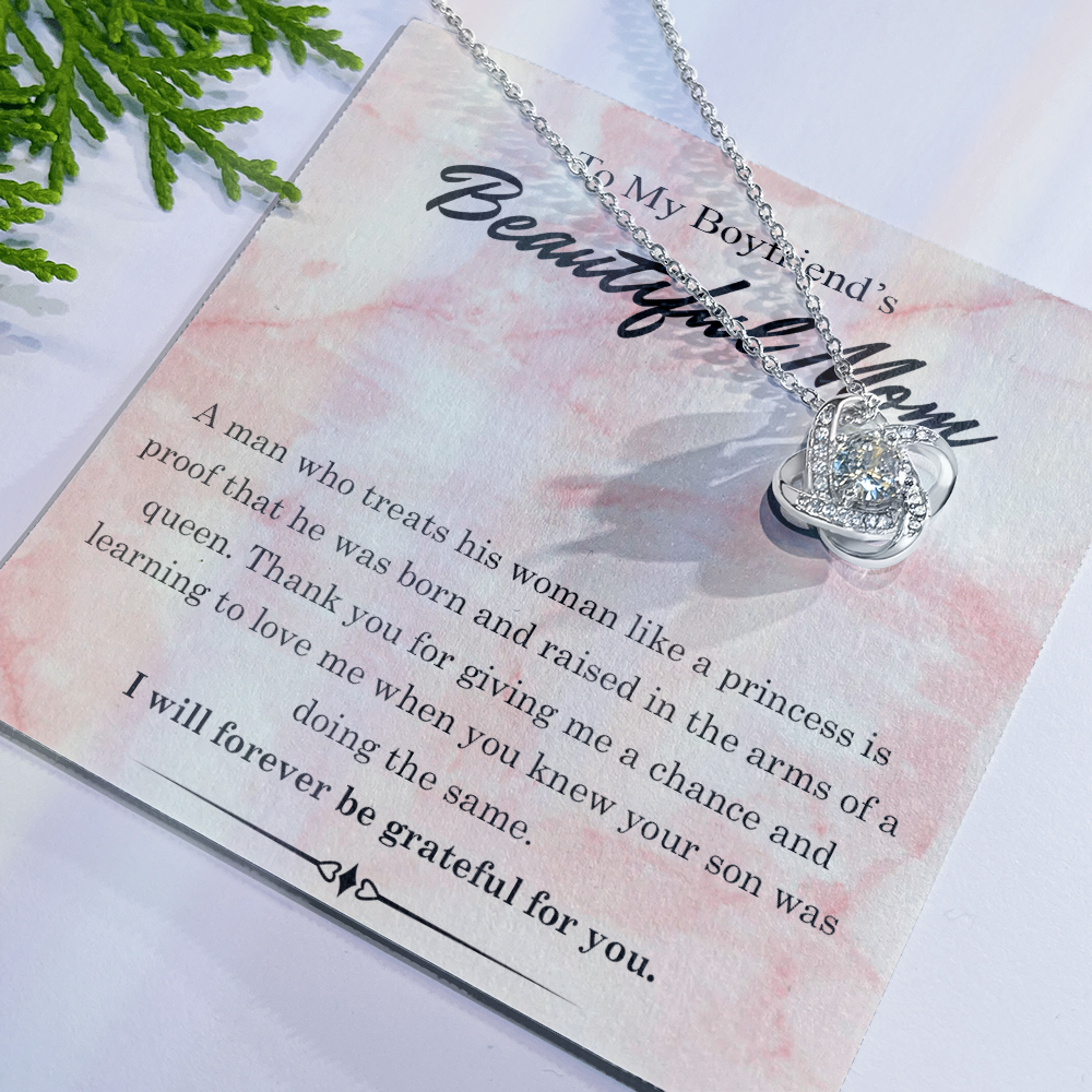 To My Boyfriends Beautiful Mom Necklace From Girlfriend, Gift Necklace For Boyfriend's Mom Jewelry For Mom On Mothers Day For Boyfriend Mom, Boyfriend's Mom Christmas Necklace Gift for Bf Mom