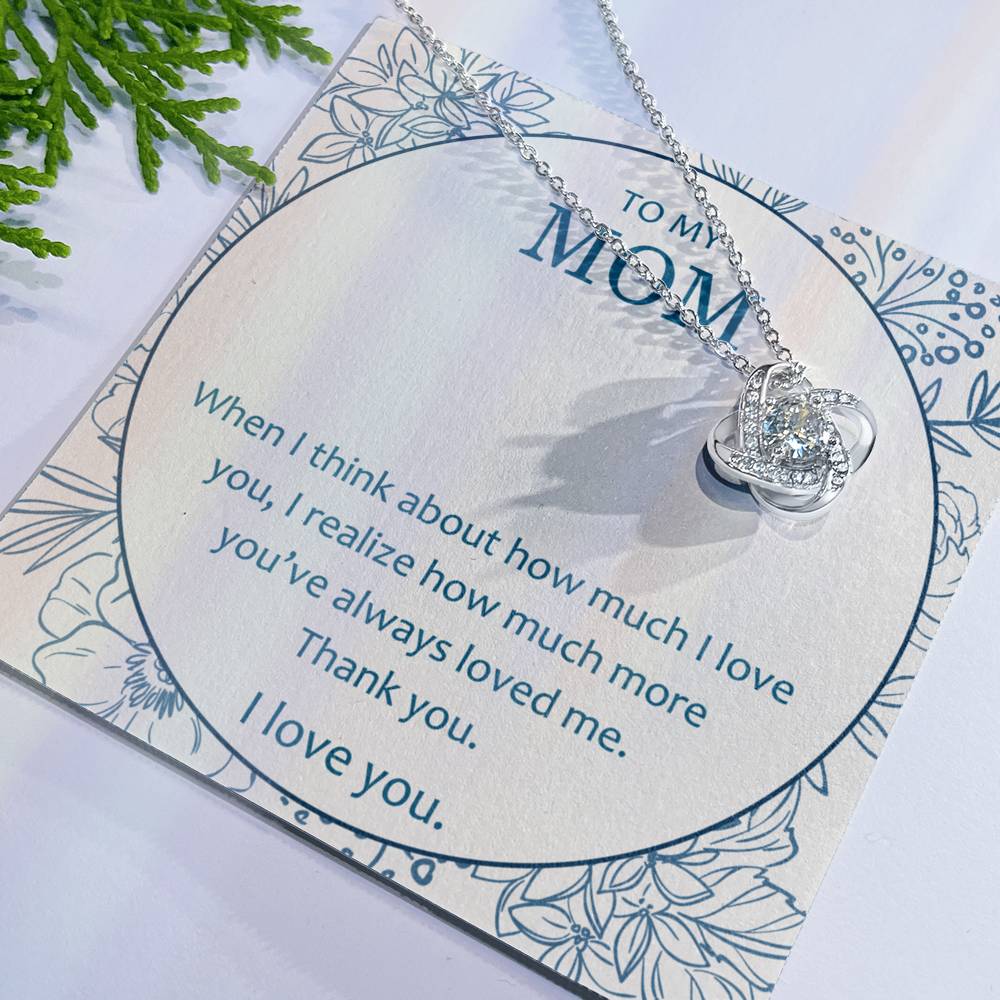 Mother And Daughter Necklace, To My Mom Love Knot Necklace From Daughter, Thank You Necklace Gift For Mom, Mother On Birthday Gift Anniversary Wedding Day Necklace For Mom, Daughter To Mom Pendant Love Knot Necklace 6323