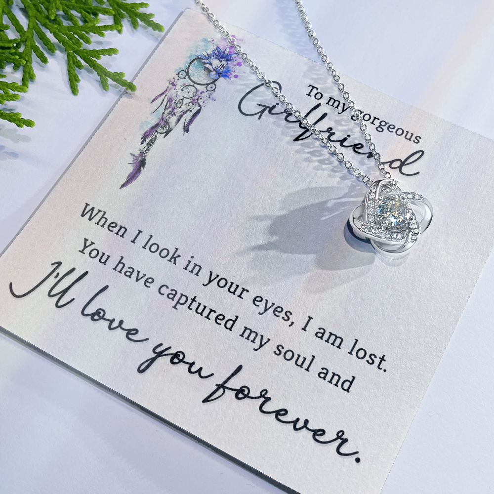 Love Knot Necklace Gift For Her, To My Gorgeous Girlfriend Necklace Gift On Xmas