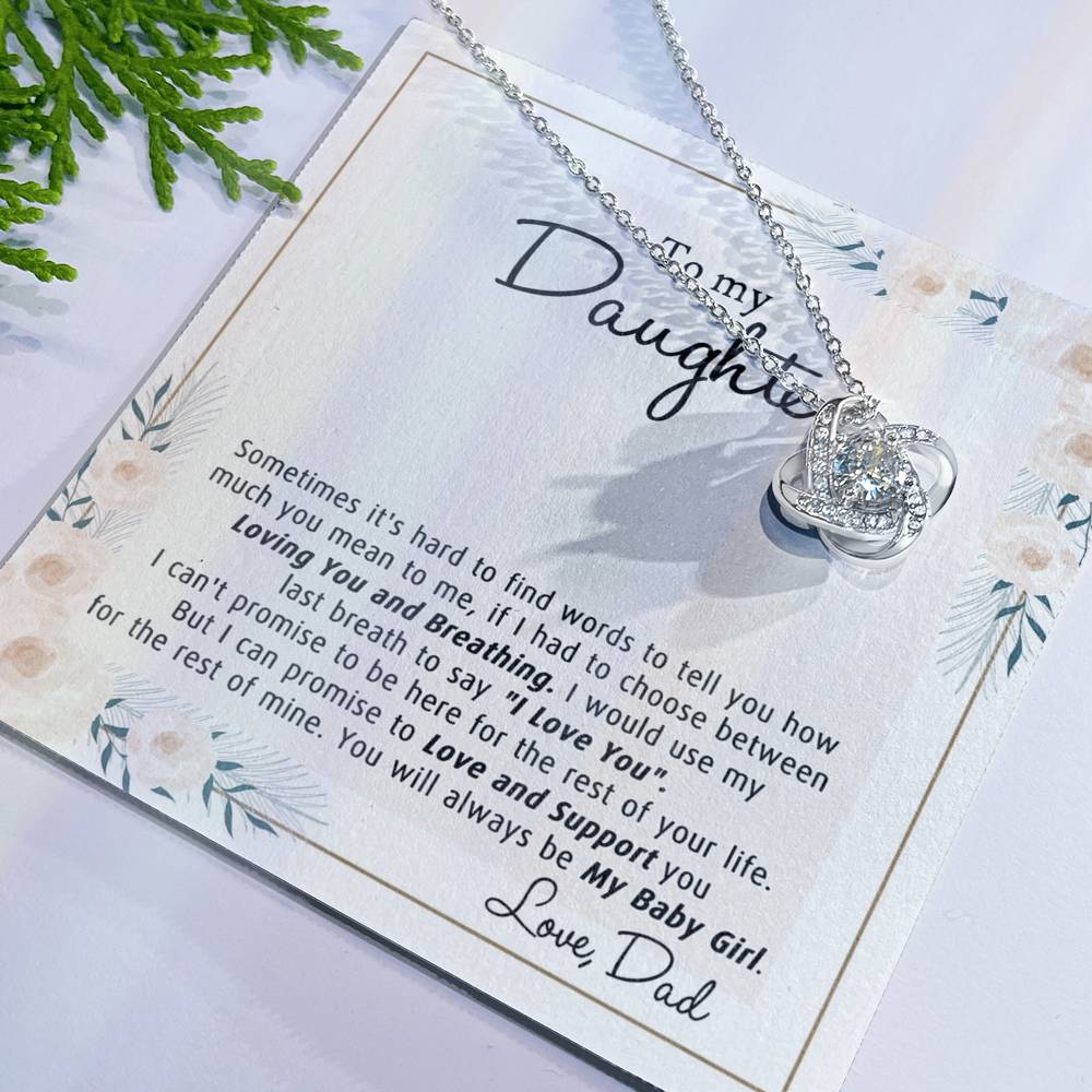 To My Daughter Gift Necklace From Dad with Message Card and Gift Box for Daughter Gift Necklace, Father And Daughter Gift Jewelry For Girls, Little Girl Necklace Loving You And Breathing Jewelry