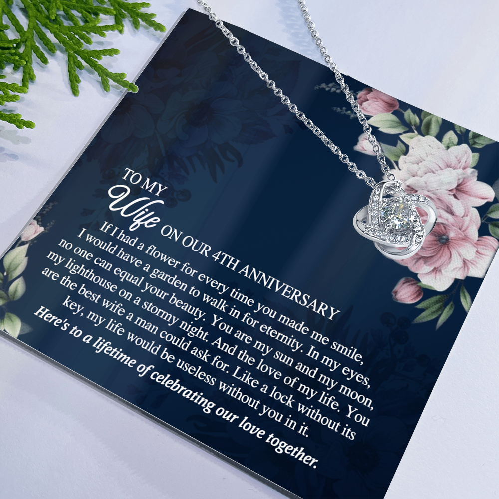 4th Anniversary Necklace Gift For Wife, 4TH Necklace Gift For Wife, Anniversary Necklace Gift For Wife, Soulmate Gift Necklace, To My Wife On Our 4th Anniversary Love Knot Necklace From Husband