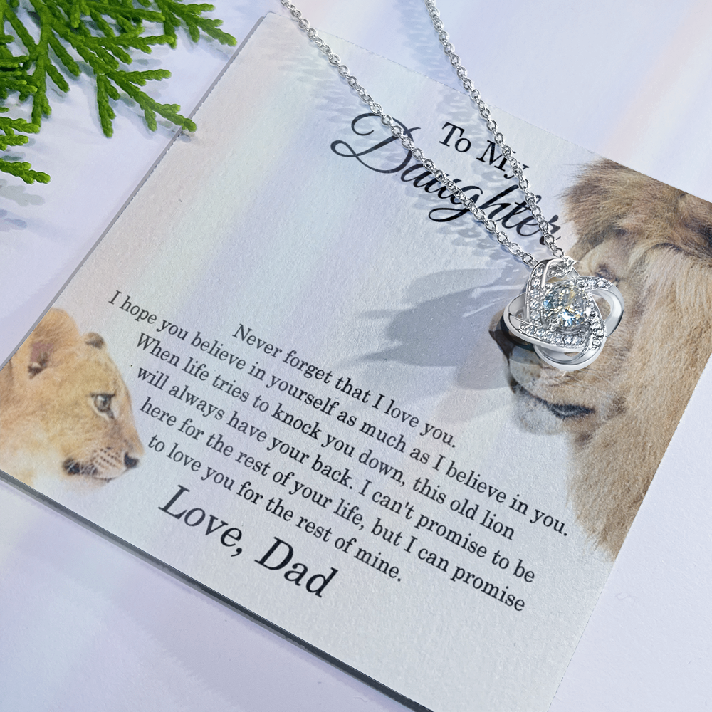 Father To Daughter Lion Gifts Necklace From Dad, To My Daughter Necklace From Daddy On Graduation, Birthday, Valentines, Christmas For Badass Beautiful Girls Jewelry Gift For Girls, Little Girl
