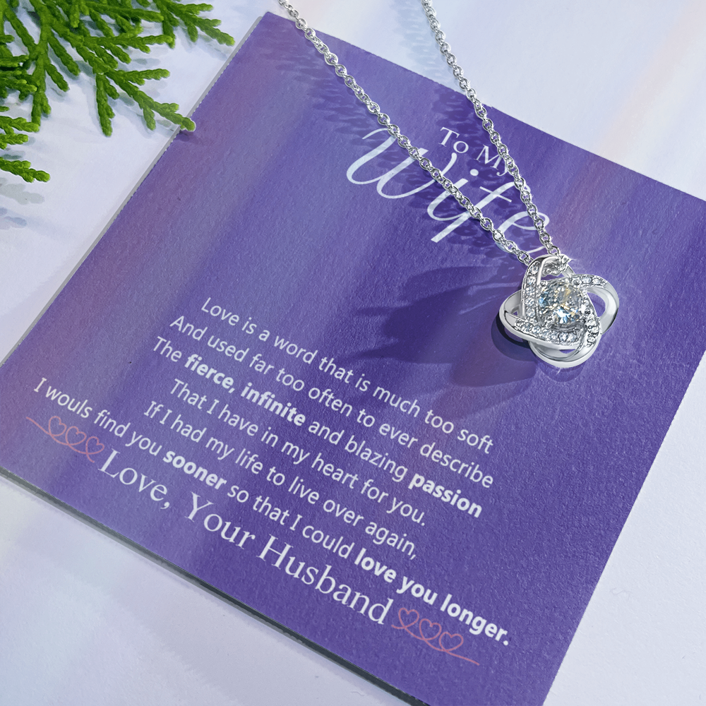 Wife Gift Necklace From Husband, To My Wife Necklace, Wife Love Knot Necklace From Husband, Jewelry Gift For Women Badass Wife Gift Necklace Soulmate Necklace Gift From Men Love You Longer Necklace