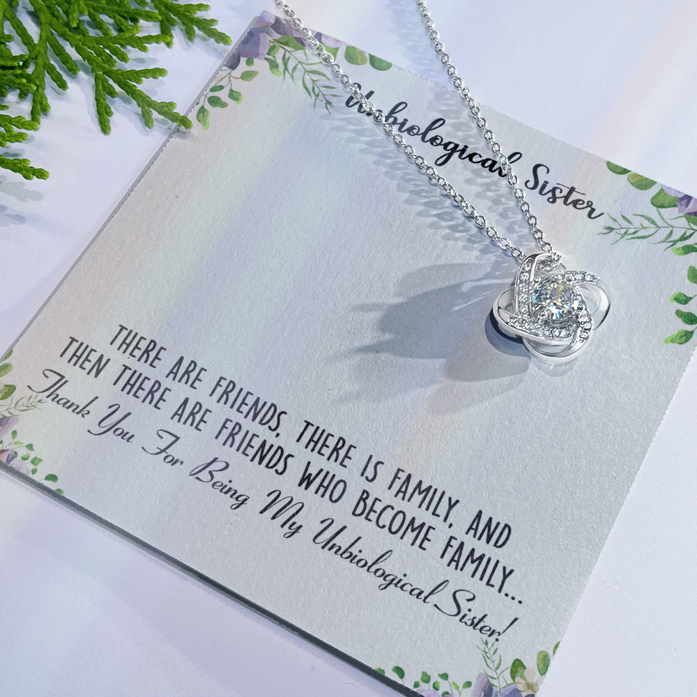 To My Unbiological Sister Love Knot Necklace From Sister, Thank You For Being Sister Gift Necklace, Sister-in-Law Gift Pendant, Love Knot Jewelry Gift For Girls Brother And Unbiological Sister Gifts