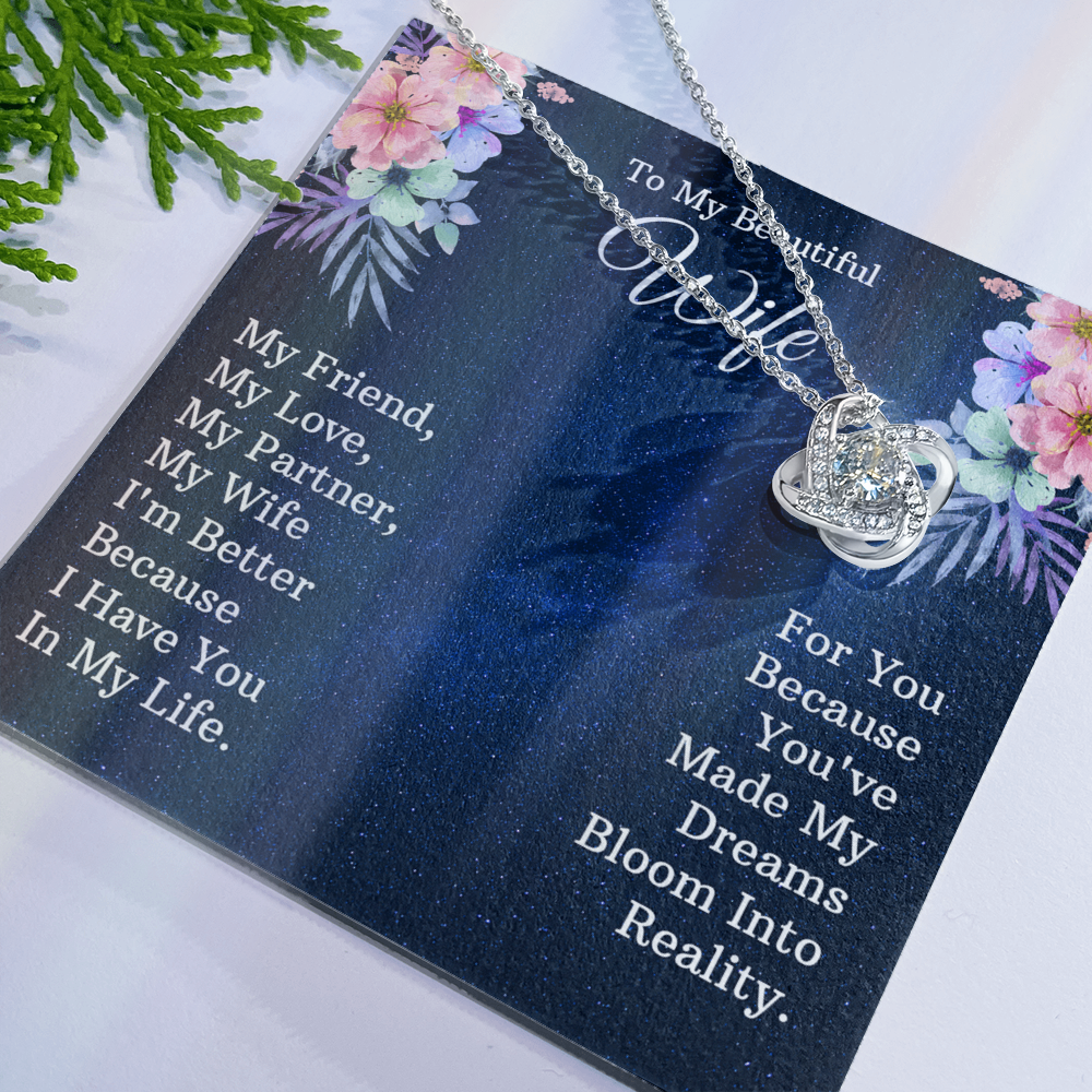 Wife Gift Necklace, To My Beautiful Wife Necklace From Husband, Wife Love Knot Necklace From Husband, Jewelry Gift For Women, My Friend Necklace, My Love Gift Necklace, My Partner Love Knot Pendant