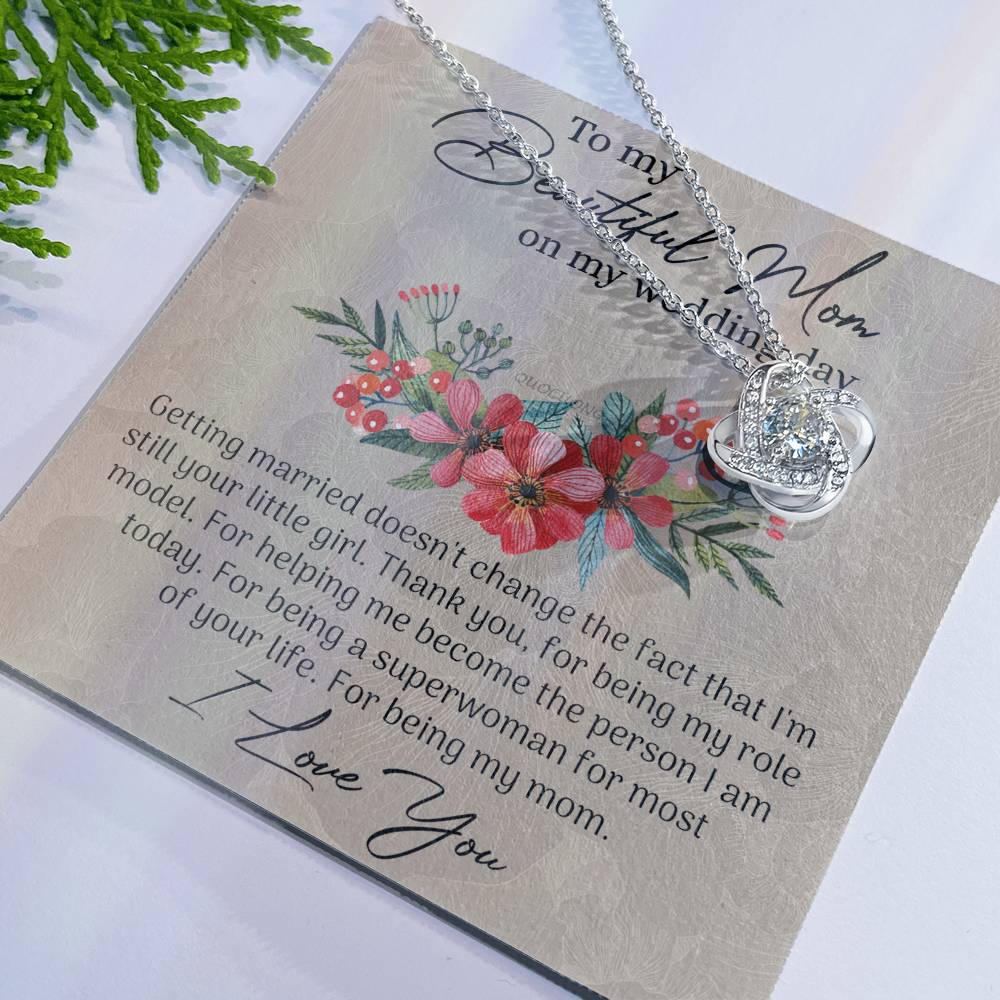 To My Beautiful Mom Necklace, Mom Wedding Gift Necklace from Bride, To My Beautiful Mom On My Wedding Day Necklace Mother of the Bride Gift Necklace Wedding Gift Necklace for Mom, Bride to Mom Gift