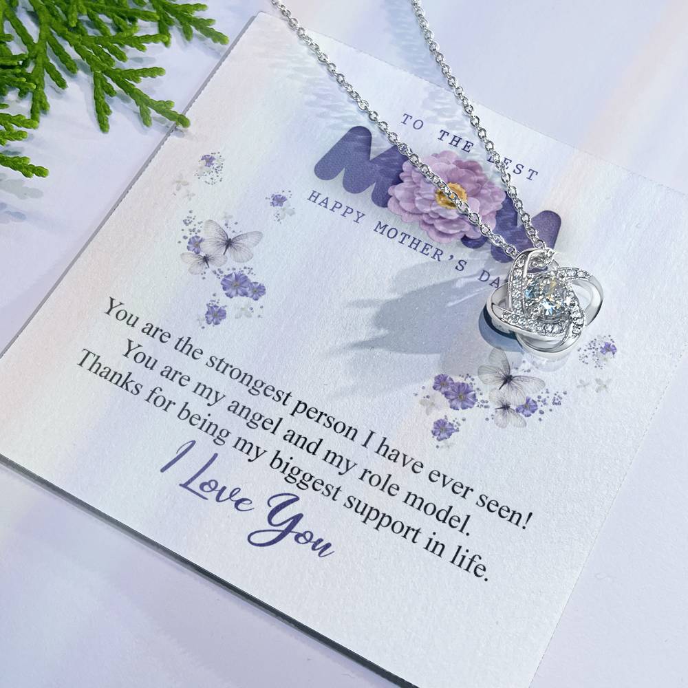 Happy Mother's Day Necklace, To The Best Mom Necklace From Daughter, Mothers Day Gift Necklace, Thank You Necklace Gift For Mom, Jewelry Gift For Women, Mother And Daughter Necklace Gift On Birthday Love Knot Necklace 6323