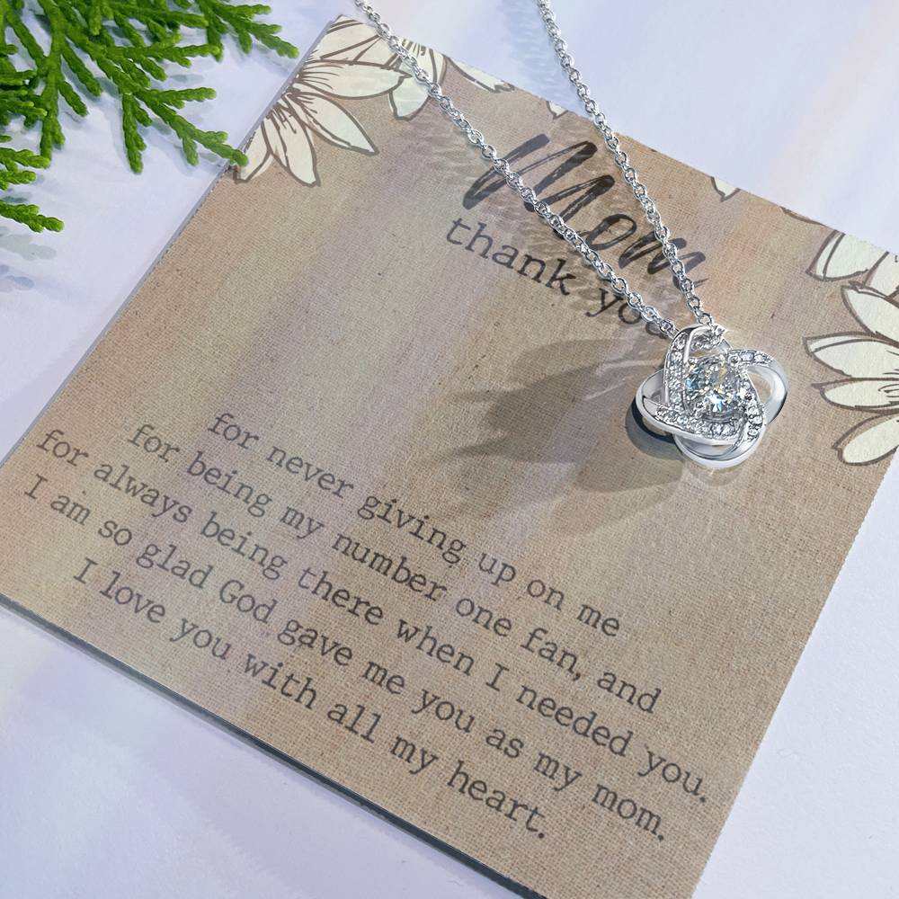 Thank You Gift necklace For Mom, To My Mom Love Knot Necklace Gift From Daughter, Jewelry Gift For Women, Mother Daughter Gift Necklace For Bonus Mom Gift Necklace Second Mom New Mom Gift Necklace
