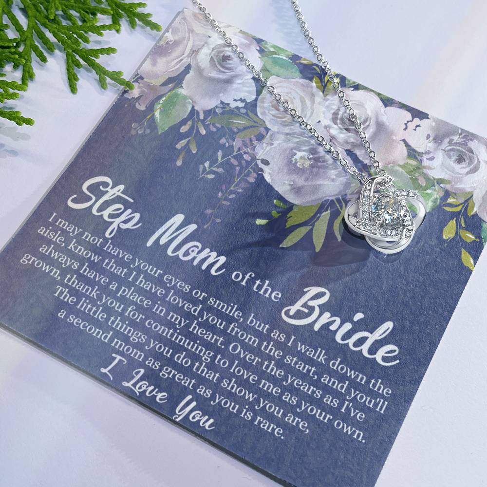 Mom Of The Bride Gift Necklace, To My Step Mom Love Knot Necklace From Daughter, Step Mom Gift Necklace - Second Mom Gift Necklace, Jewelry Gift For Women, Daughter To Step Mom Of The Bride Necklace Love Knot Necklace 6323