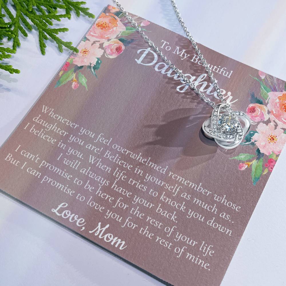 To My Beautiful Daughter Necklace From Mom With Thoughtful Card Box Gift, Necklace for Daughter from Mom Gifts Jewelry for Girls, Her Little Girl Necklace,  Mother To Daughter Gift Necklace