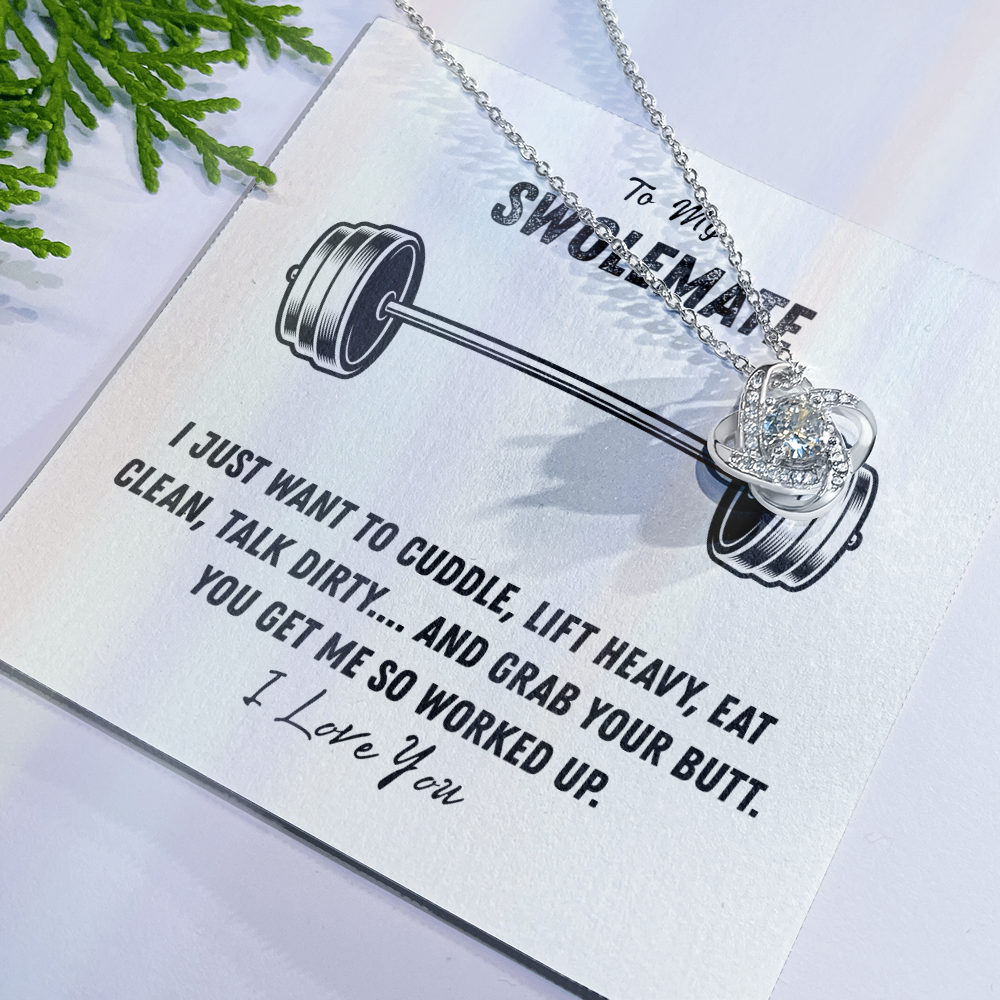 To My Swolemate Love Knot Necklace From Husband, Necklace Gift For Swolemate, Necklace Pendant, Swolemate Necklace, Birthday, Wedding Day, Necklace For Women, Swolemate Cubic Zirconia Necklace
