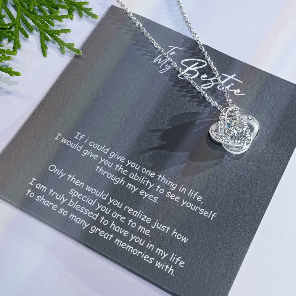 To My Badass Bestie Necklace From Men, Boyfriend, Besttie Gift Necklace, Bestie Wedding Gift Love Knot Pendant, Bridesmaid Gift for Badass Bestie Love Knot Necklace On Valentine's, Anniversary