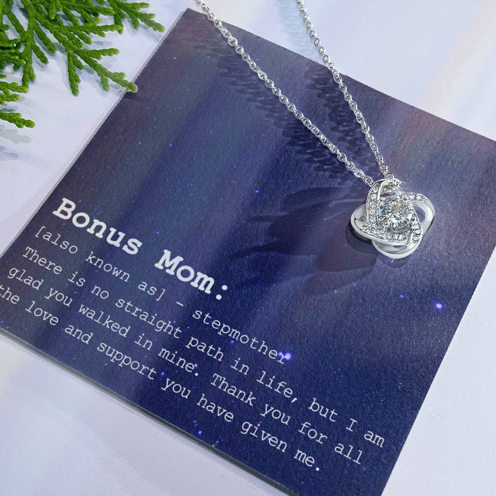 Step Mother Necklace, Daughter And Mother Necklace Gift For Mom, To My Bonus Mom Love Knot Necklace Gift From Daughter Bonus Mom Gift Necklace For Mom Stepmother Gift Necklace Jewelry Gift For Women