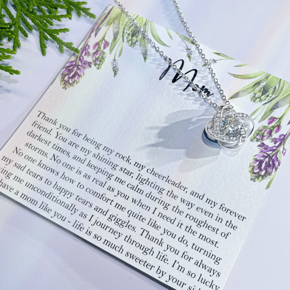 Thank You Mom Gift Necklace, To My Mom Love Knot Necklace Gift From Daughter And Mother Love Knot Pendant Gift For Mom, Bonus Mom Gift Necklace Thank You Pendant Gift For Mom, Jewelry Gift For Women