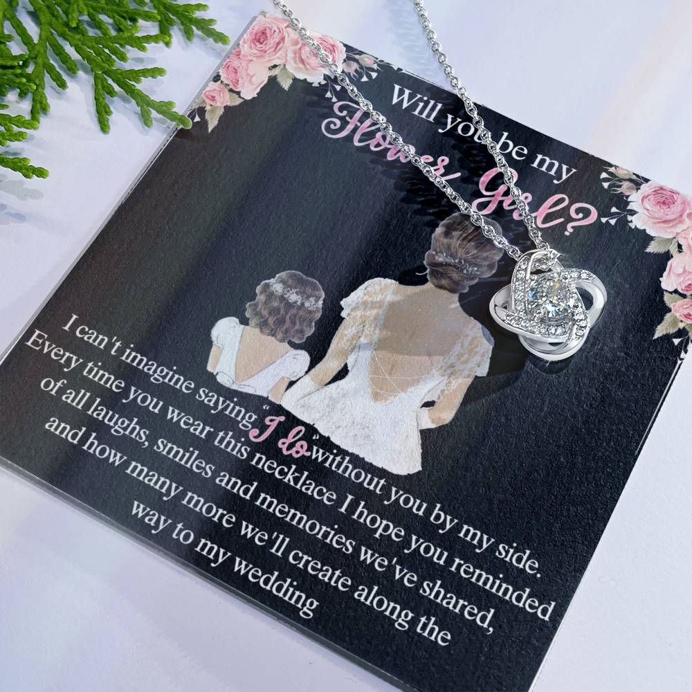 To My Daughter Love Knot Necklace From Mom And Daughter Pendant Gift For Daughter Will You Be My Hower Girl From Mother To Daughter Jewelry Gift For Girls, Daughter On Your Wedding Day Necklace Gift
