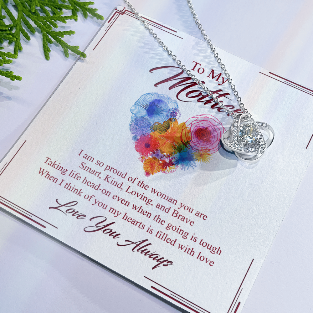 Mother Gift Necklace, To My Mother Love Knot Necklace Gift From Daughter And Mother Love Knot Pendant Gift For Mom Bonus Mom Gift Necklace Love You Always Pendant Gift For Mom Jewelry Gift For Women