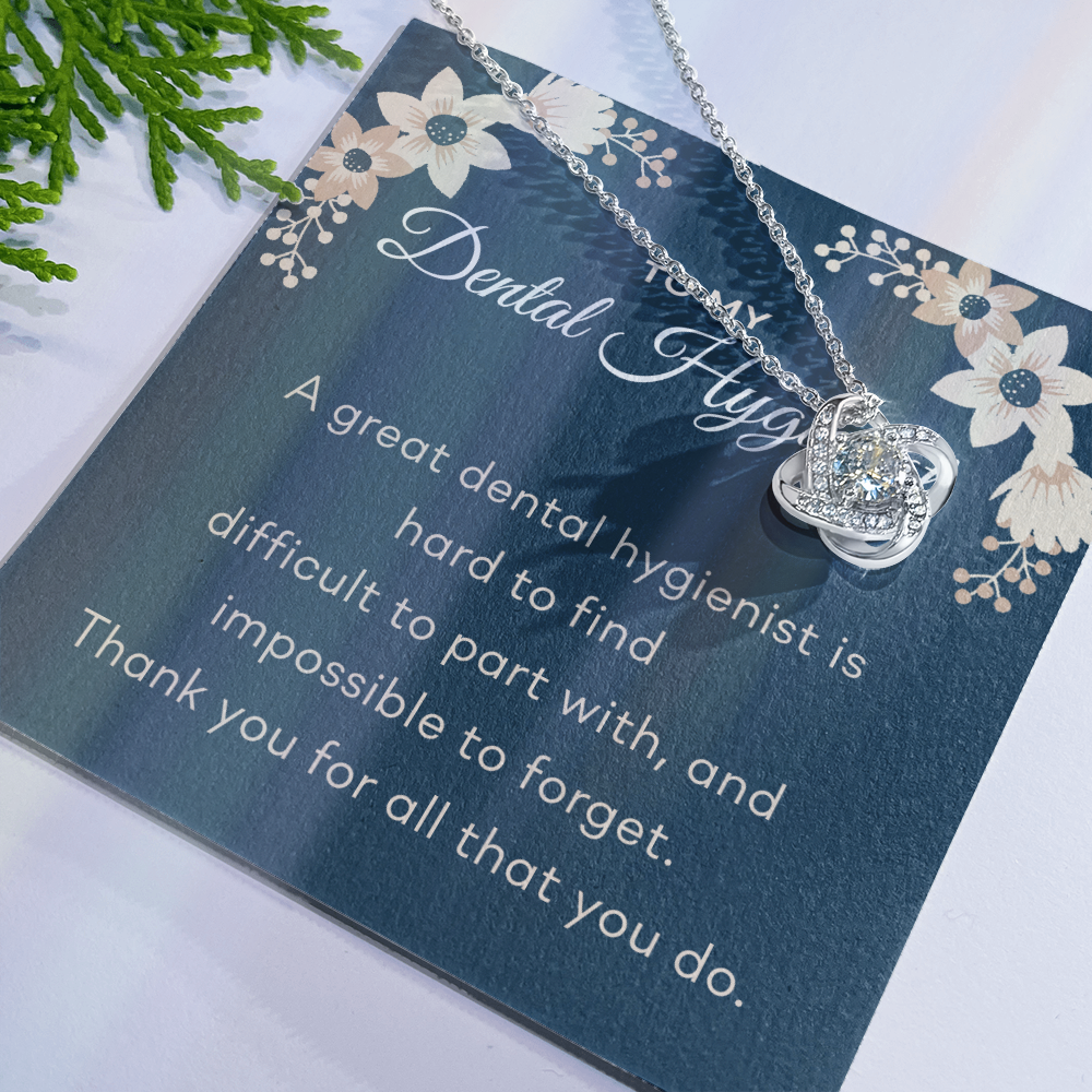 Personalized Gift Love Knot Necklace Gift For Dental Hugienist, Dental Hygienist Gift Necklace, Assistant Present Gift Necklace, Thank you Appreciation For Dental Hygienist Custom More Necklace