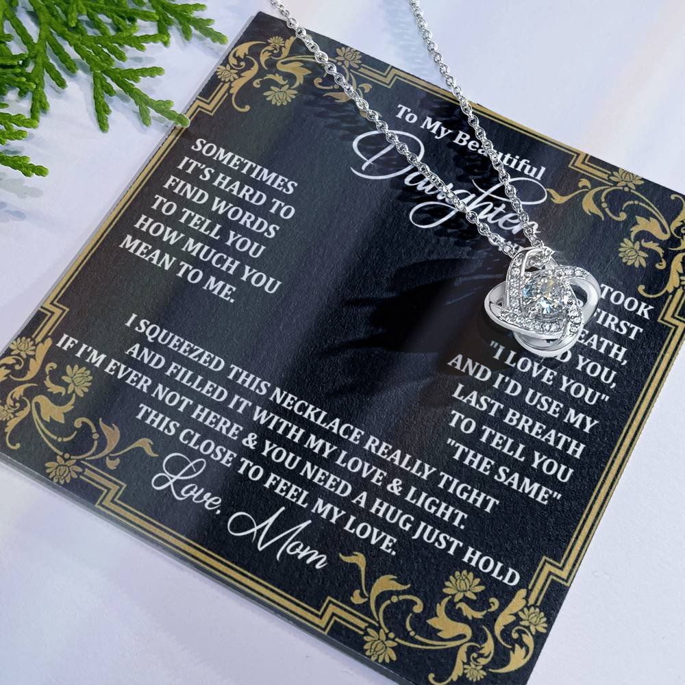 Personalized Gift Necklace For Daughter, Message Card Jewelry, Handmade Necklace  For Daughter Message Card & Box, To My Beautiful Daughter Necklace From Mom Gift Pendant Mother And Daughter Gift