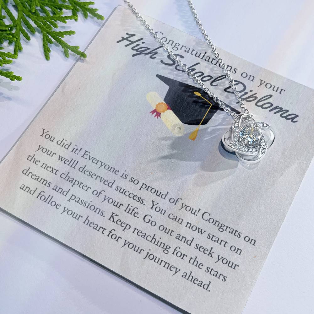 High School Diploma Gift Necklace, High School Diploma Graduation Love Knot Necklace, Grad Gift Jewelry For Her, Knot Pendant Gift On Phd Graduation Gift Graduating Class Of 2025 Graduation Gift Love Knot Necklace 6323
