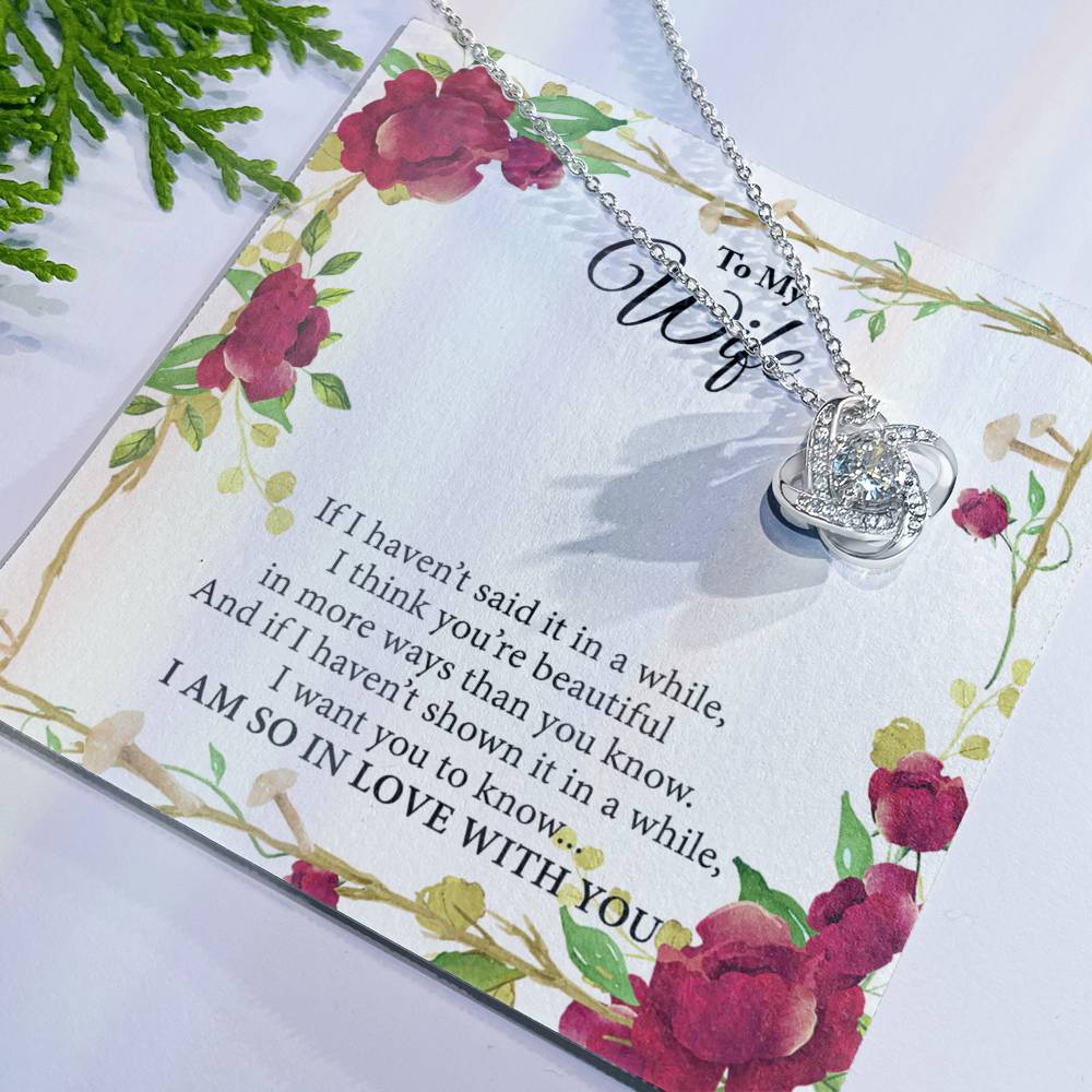Wife Gift Necklace From Husband, To My Wife Necklace, Wife Love Knot Necklace From Husband, Jewelry Gift For Women Badass Wife Gift Necklace Soulmate Necklace Gift From Men You're Beautiful Necklace