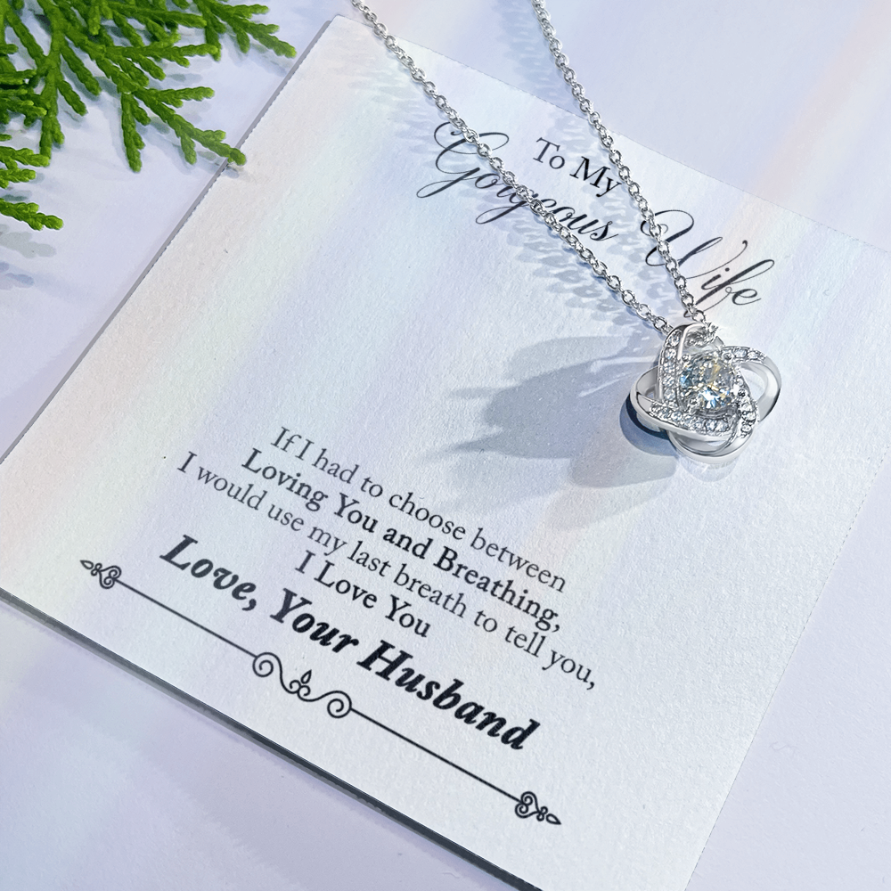 Gorgeous Wife Necklace, To My Gorgeous Wife Necklace From Husband Wife Love Knot Necklace Jewelry Gift For Women Badass Wife Gift Necklace Gorgeous Wife Gift Necklace Soulmate Gift Love Knot Pendant