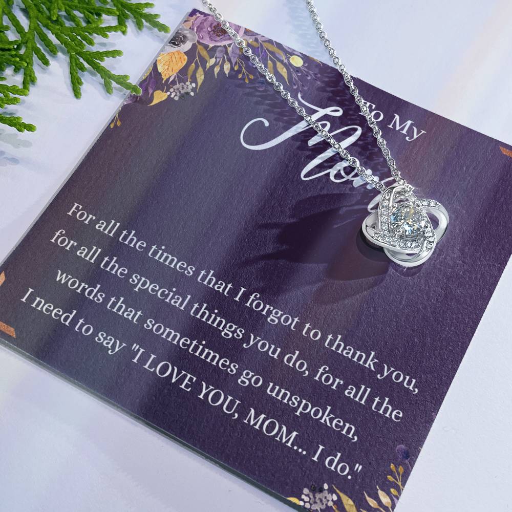 Mother Gift Necklace, To My Mom Love Knot Necklace From Daughter, Mother's Day Necklace Gift, Retriment Anniversary Necklace Gift For Mom, Bonus Mom Present for Mom Necklace Jewelry Gift for Women Love Knot Necklace 6323