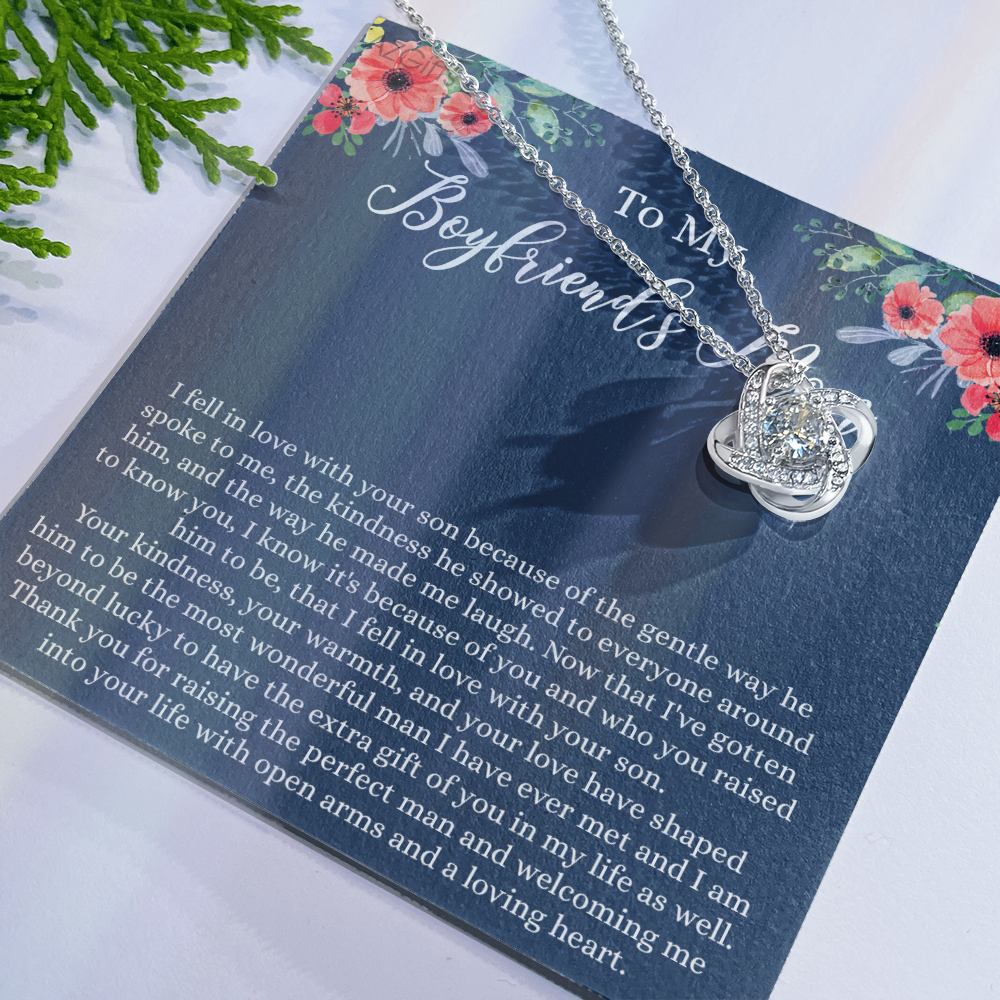 Gift For Boyfriend's Mom Necklace, To My Boyfriend's Mom Love Knot Necklace, Gift To My Boyfriend's Mom Necklace For Mothers Day Birthday Gift Christmas Retirement Jewelry For Women Girlfriend's