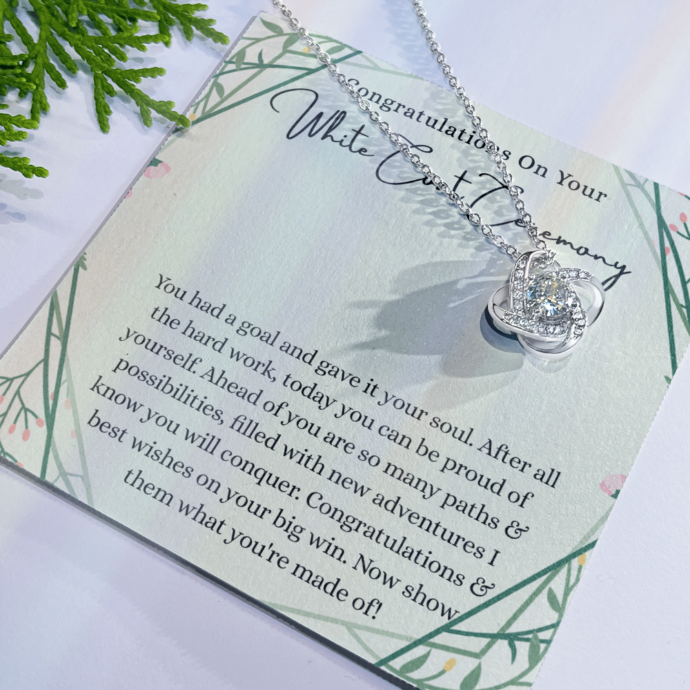 White Coat Ceremony Gift Necklace For Her, White Coat Love Knot Necklace Gift For Ceremony, New Doctor Gift Necklace White Coat Ceremony Pendant Gift For Girl Daughter Necklace Granddaughter, Niece