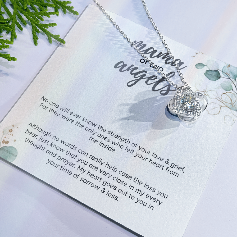 Mama Love Knot Necklace, Mama Of Two Angels Necklace From Daughter, Love And Grief Necklace Gift For Mom, Mother's Day Necklace Gift For Mom, Jewelry Gift For Mom From Daughter Gift Necklace To Mom