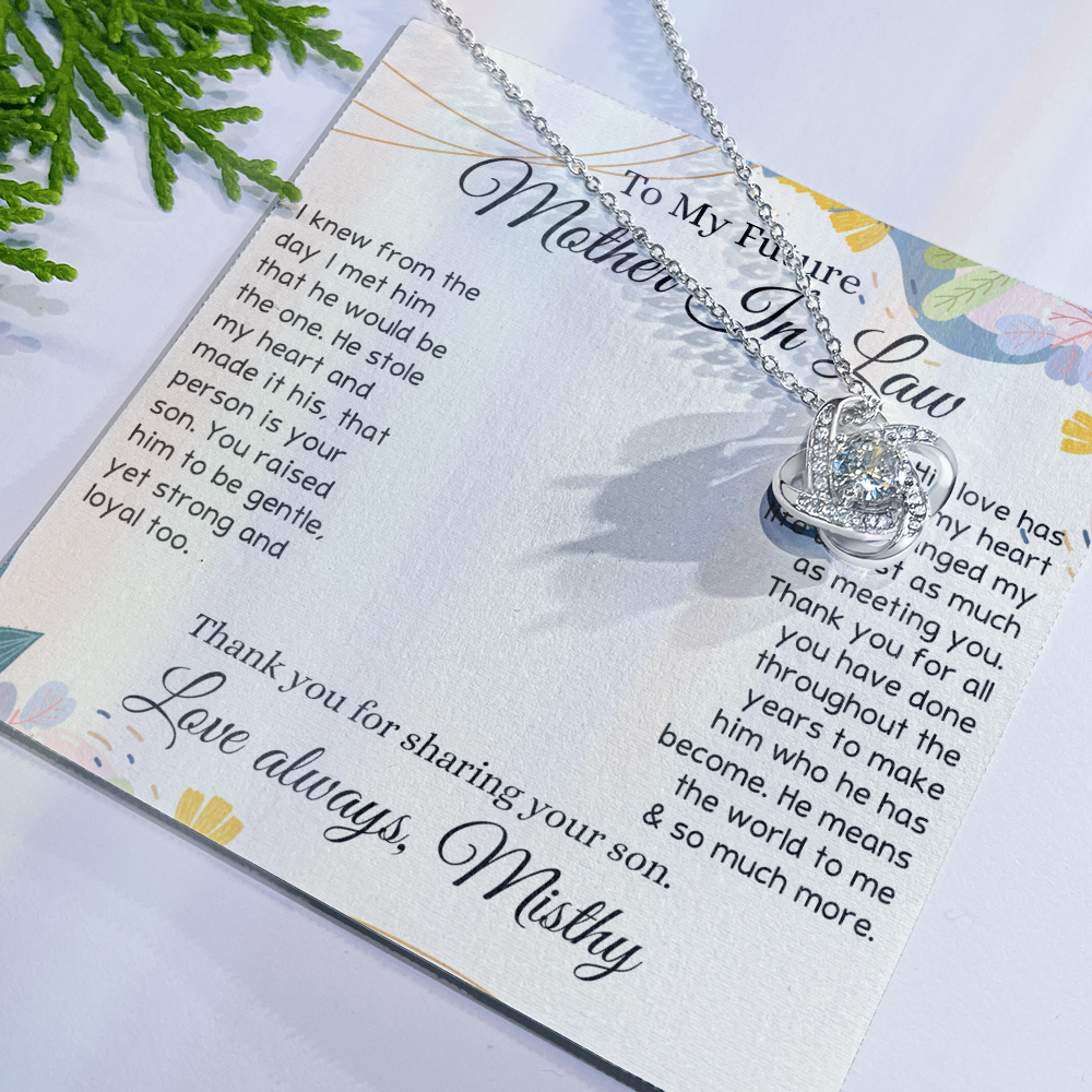 To My Future Mother In Law Necklace, To My Mother In Law Love Knot Necklace Gift From Son, Personalized Gift Necklace for Mother-In-Law From Son, Wedding Gift Necklace Bride Groom To Mother In Law