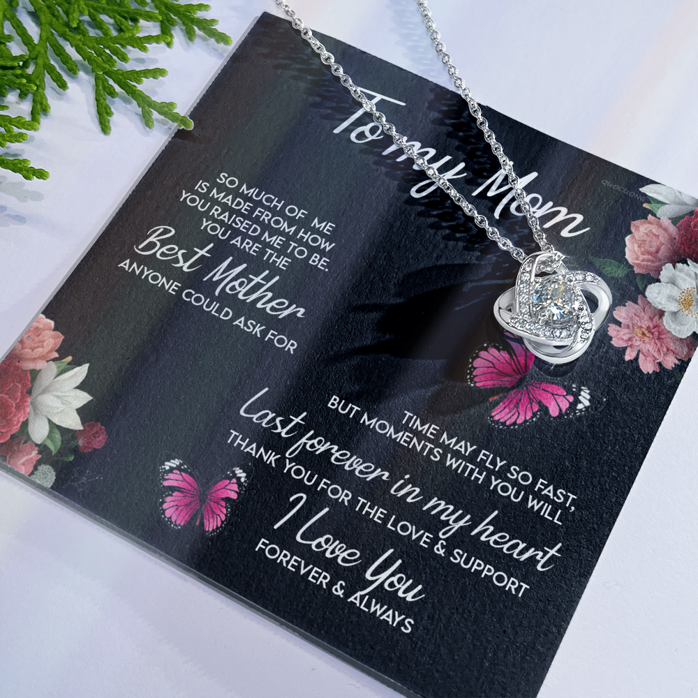 Mom Gift Necklace, To My Mom Necklace From Daughter, Love Knot Necklace Gift For Mom, Happy Mother's Day Necklace Gift Forever And Always Pendant Gift For Mom, Jewelry Gift For Women, Mom Butterfly