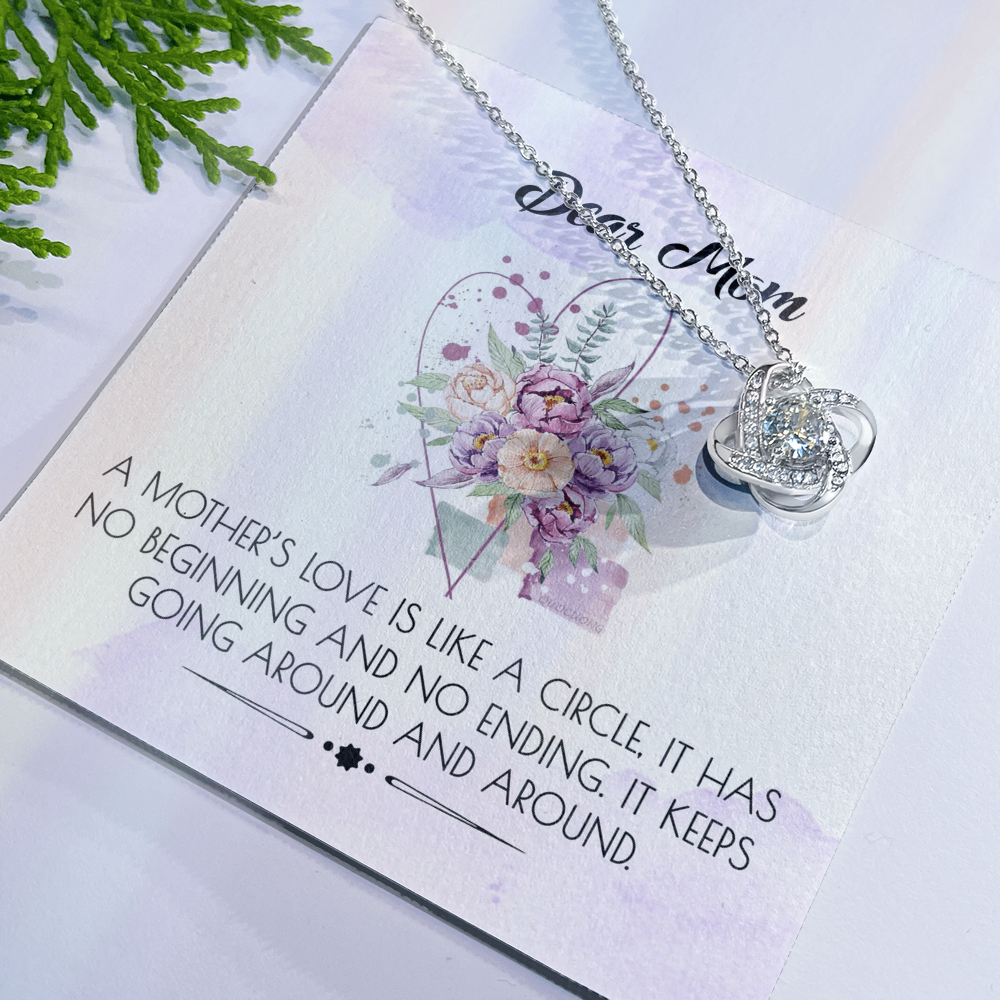 Dear Mom Gift Necklace, To My Mom Necklace, Daughter And Mother Love Knot Pendant Gift For Her, Bonus Mom Gift Necklace, Jewelry For Mom On Mothers Day, Anniversary, Birthday Gift Christmas