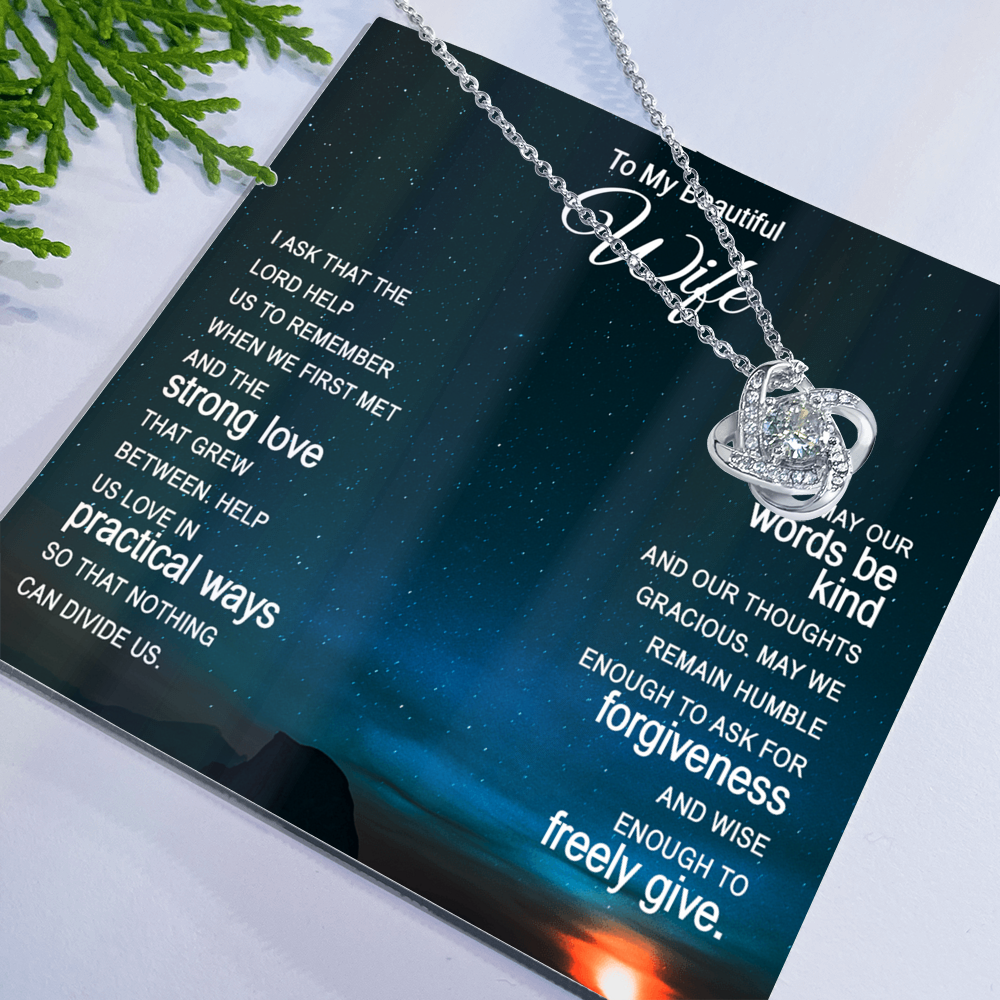 Beautiful Wife Gift Necklace, To My Wife Necklace From Husband, Wife Love Knot Necklace From Husband, Jewelry Gift For Women Badass Wife Gift Necklace, Soulmate Gift Necklace, Strong Love Pendant