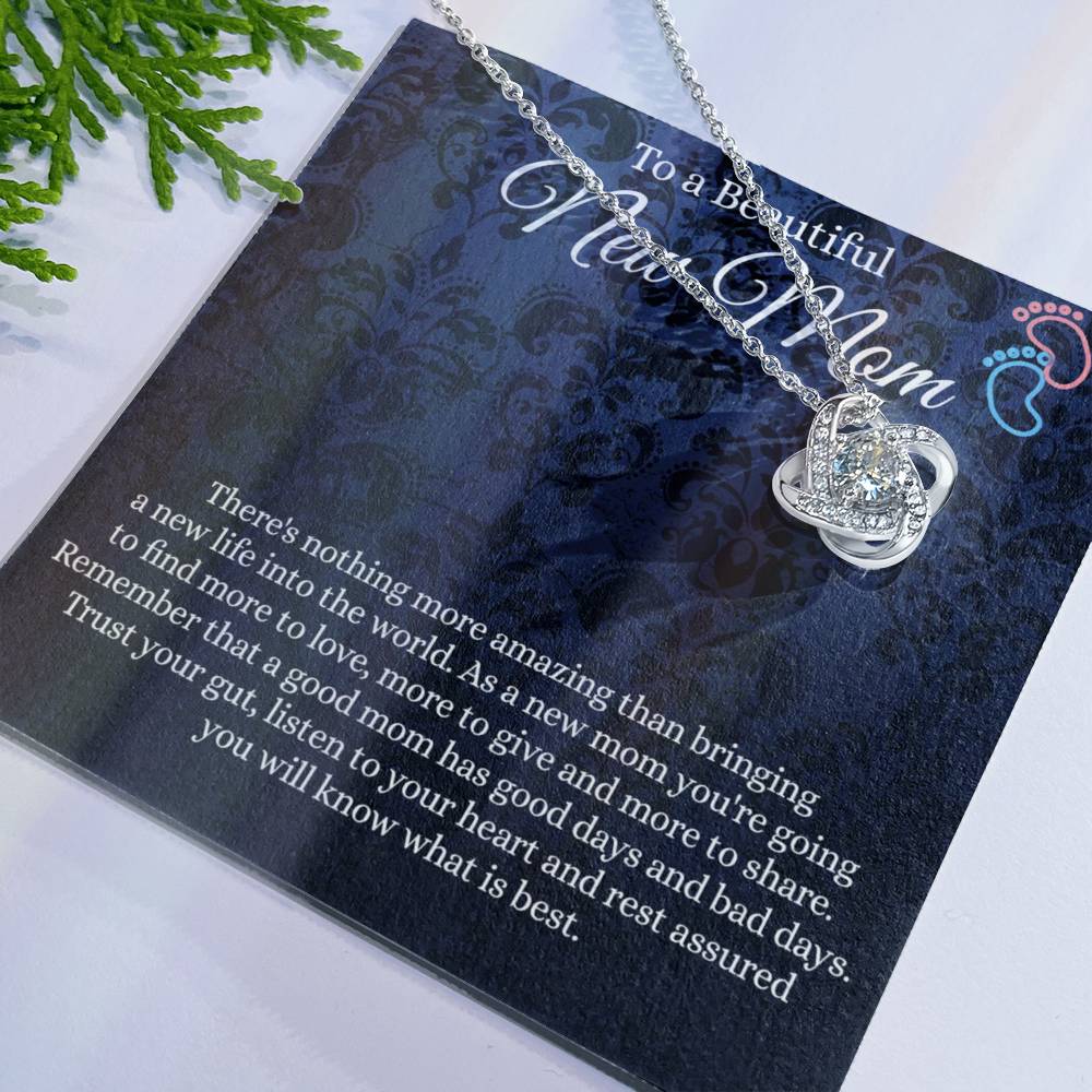 New Mom Gift Necklace, To A Beautiful New Mom Love Knot Necklace Gift From Daughter, est 2022 Necklace Gift For Mom, Beautiful Mom Gift Necklace, Jewelry Gift For Women, New Mom Love Knot Pendant Love Knot Necklace 6323