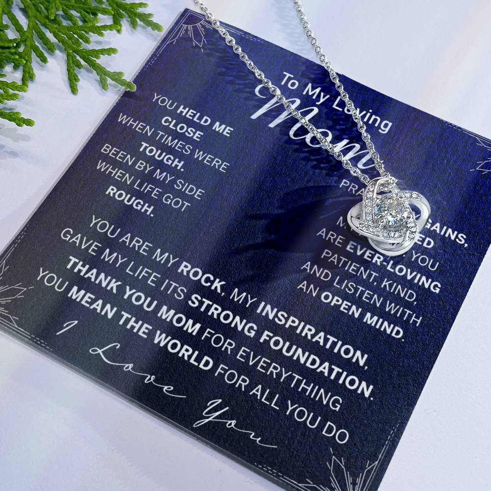 To My Loving Mom Necklace, Mom Love Knot Necklace From Daughter And Mother Necklace, You Held Me Close Necklace Gift For Mom, Loving Mom Gift Necklace, I Love You Necklace Gift For Mom, Jewelry Gift