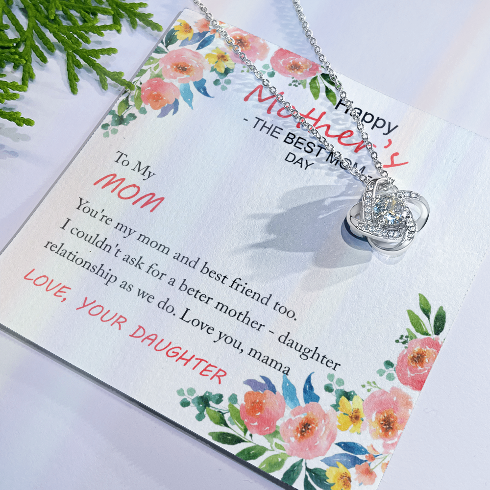 Happy Mother''s Day Gift Necklace, To My Mom Love Knot Necklace Gift From Daughter And Mother Love Knot Pendant Gift For Mom Bonus Mom Gift Necklace, The Best Mom Necklace, Jewelry Gift For Women