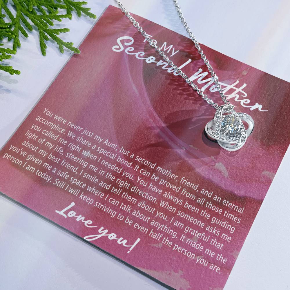 1Second Mother Necklace, To My Second Mom Love Knot Necklace From Son, Second Mother Gift Necklace, Mother Pendant Gift Necklace From Daughter Or Son, Jewelry Gift For Women, Boyfriend's Mom Gift Love Knot Necklace 6323
